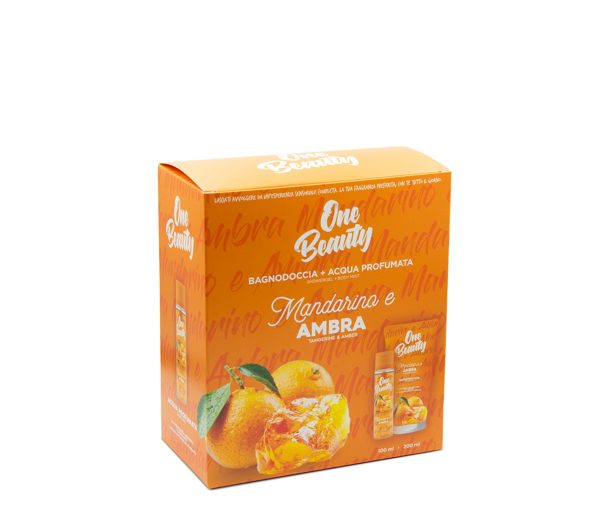 CONFEZIONE REGALO ONE BEAUTY- MANDARINO E AMBRA- ACQUA PROFUMATA 100 ML+ BAGNODOCCIA 200 ML