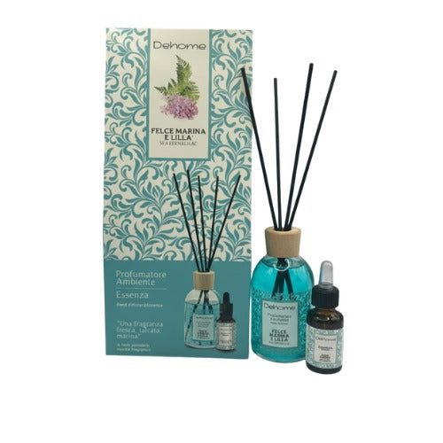 CONFEZIONE REGALO DEHOME- FELCE MARINA E LILLA' PROFUMATORE 100 ML + ESSENZA 15 ML