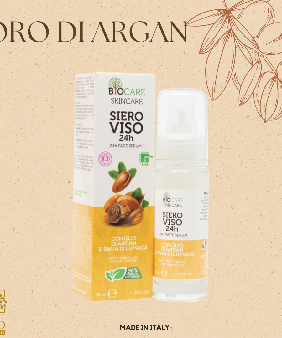 Siero Viso 24h Con Olio Di Argan E Bava Di Lumaca 30ml