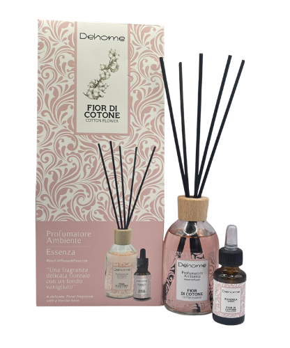 CONFEZIONE REGALO DEHOME- FIOR DI COTONE PROFUMATORE 100 ML + ESSENZA 15 ML