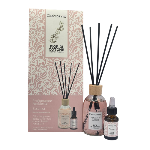 CONFEZIONE REGALO DEHOME- FIOR DI COTONE PROFUMATORE 100 ML + ESSENZA 15 ML
