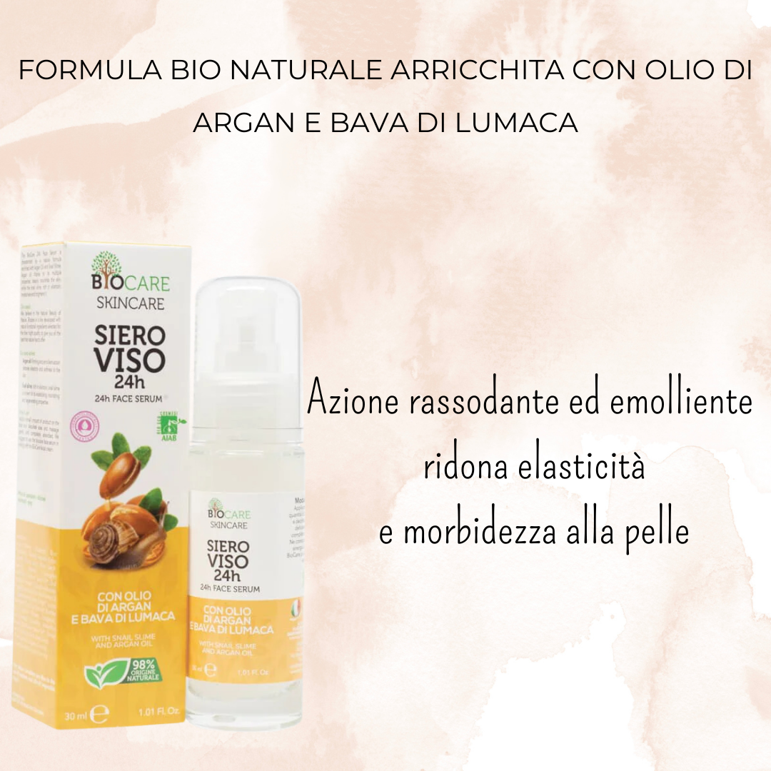 Siero Viso 24h Con Olio Di Argan E Bava Di Lumaca 30ml