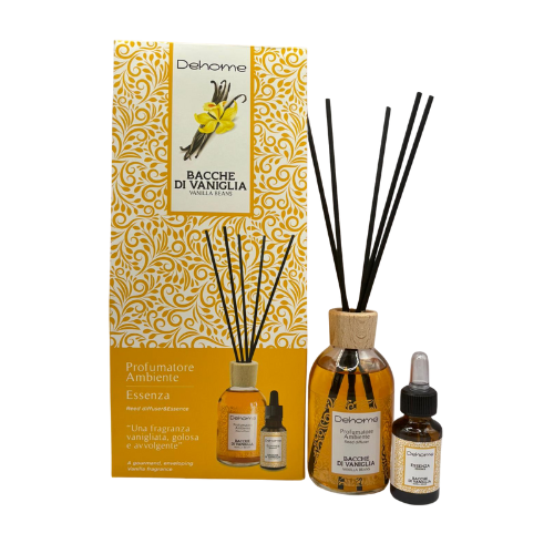 CONFEZIONE REGALO DEHOME- BACCHE DI VANIGLIA PROFUMATORE 100 ML + ESSENZA 15 ML