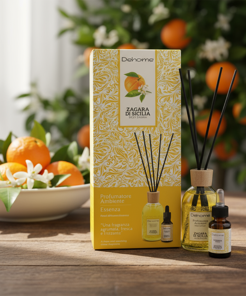 CONFEZIONE REGALO DEHOME- ZAGARA DI SICILIA PROFUMATORE 100 ML + ESSENZA 15 ML