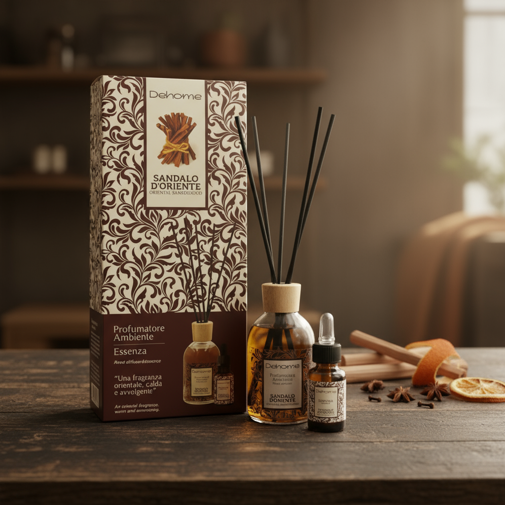 CONFEZIONE REGALO DEHOME- SANDALO D'ORIENTE PROFUMATORE 100 ML + ESSENZA 15 ML