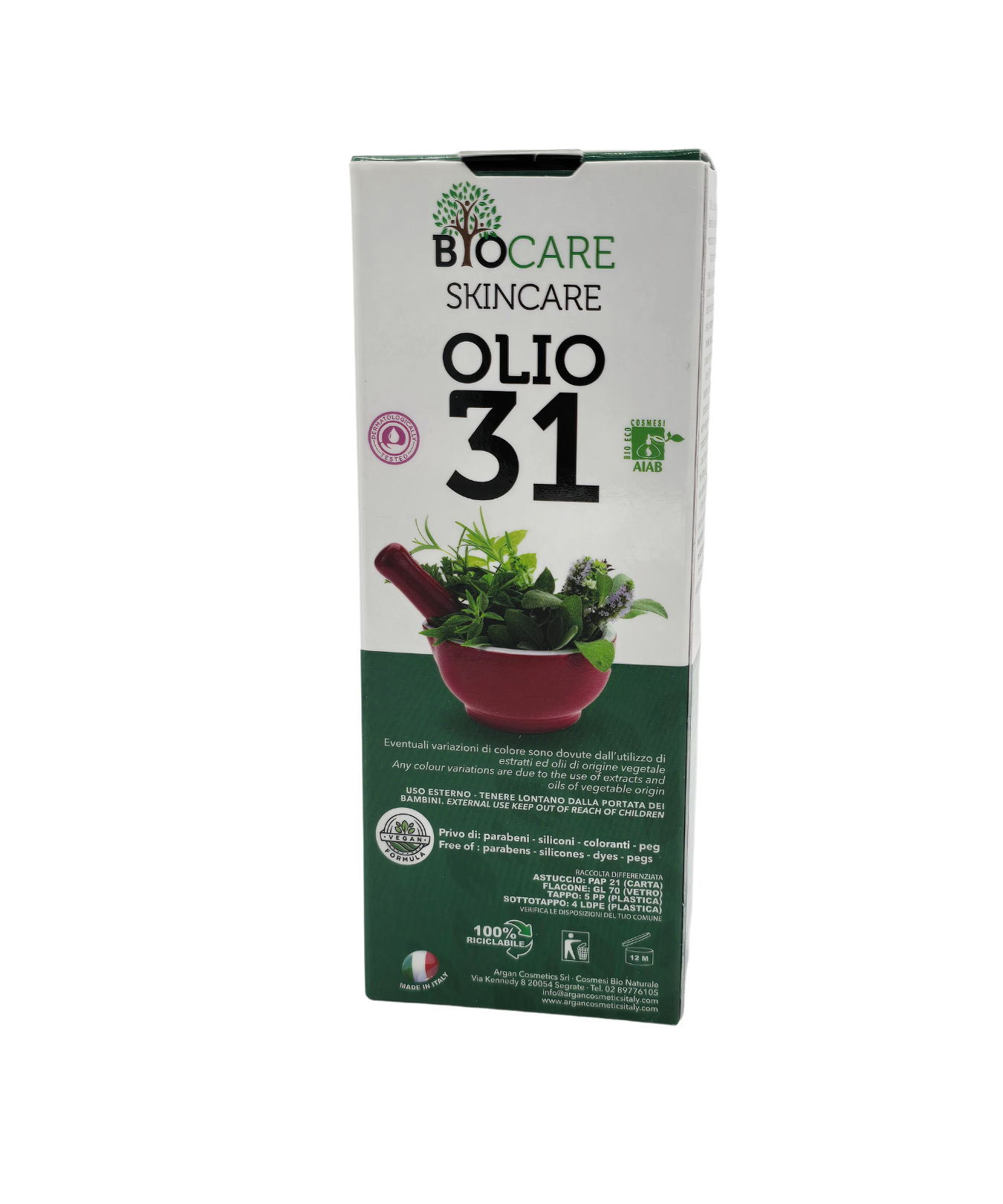 Biocare Skincare Olio 31 – 100ml | Miscela di Oli Essenziali Naturali per Massaggi, Aromaterapia e Benessere