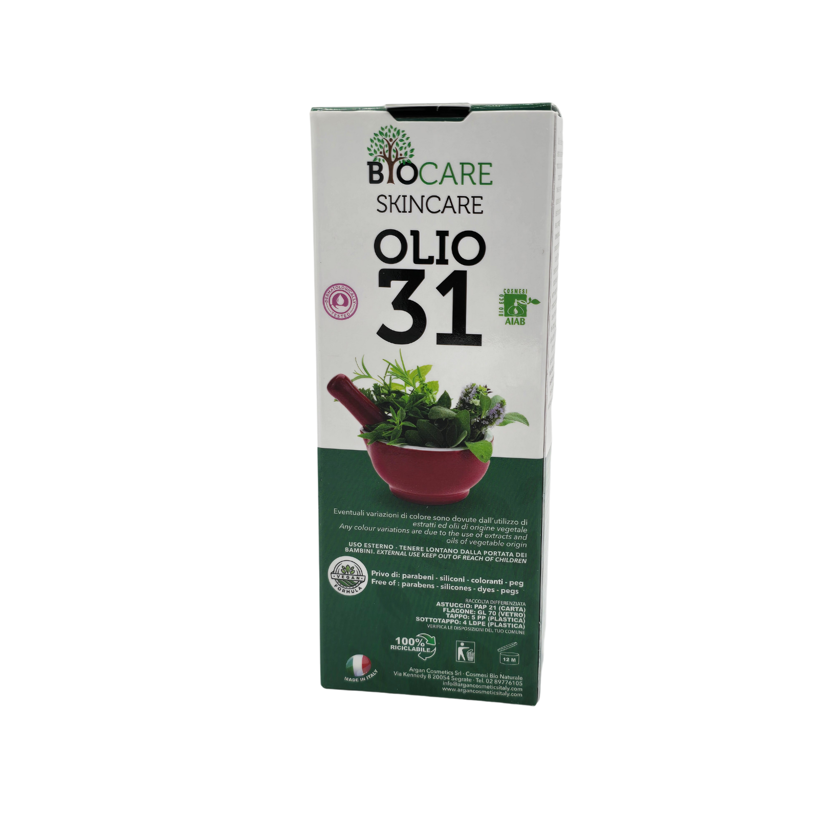 Biocare Skincare Olio 31 – 100ml | Miscela di Oli Essenziali Naturali per Massaggi, Aromaterapia e Benessere