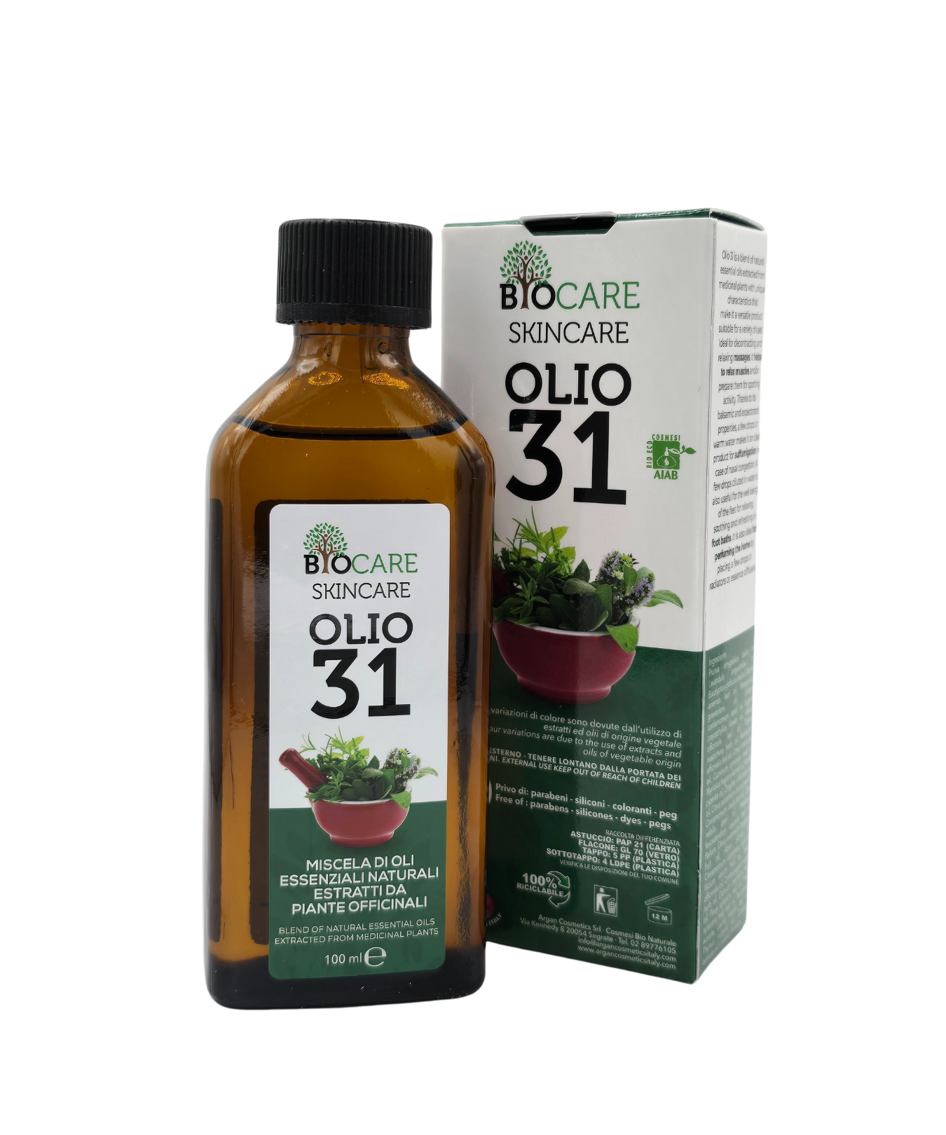 Biocare Skincare Olio 31 – 100ml | Miscela di Oli Essenziali Naturali per Massaggi, Aromaterapia e Benessere