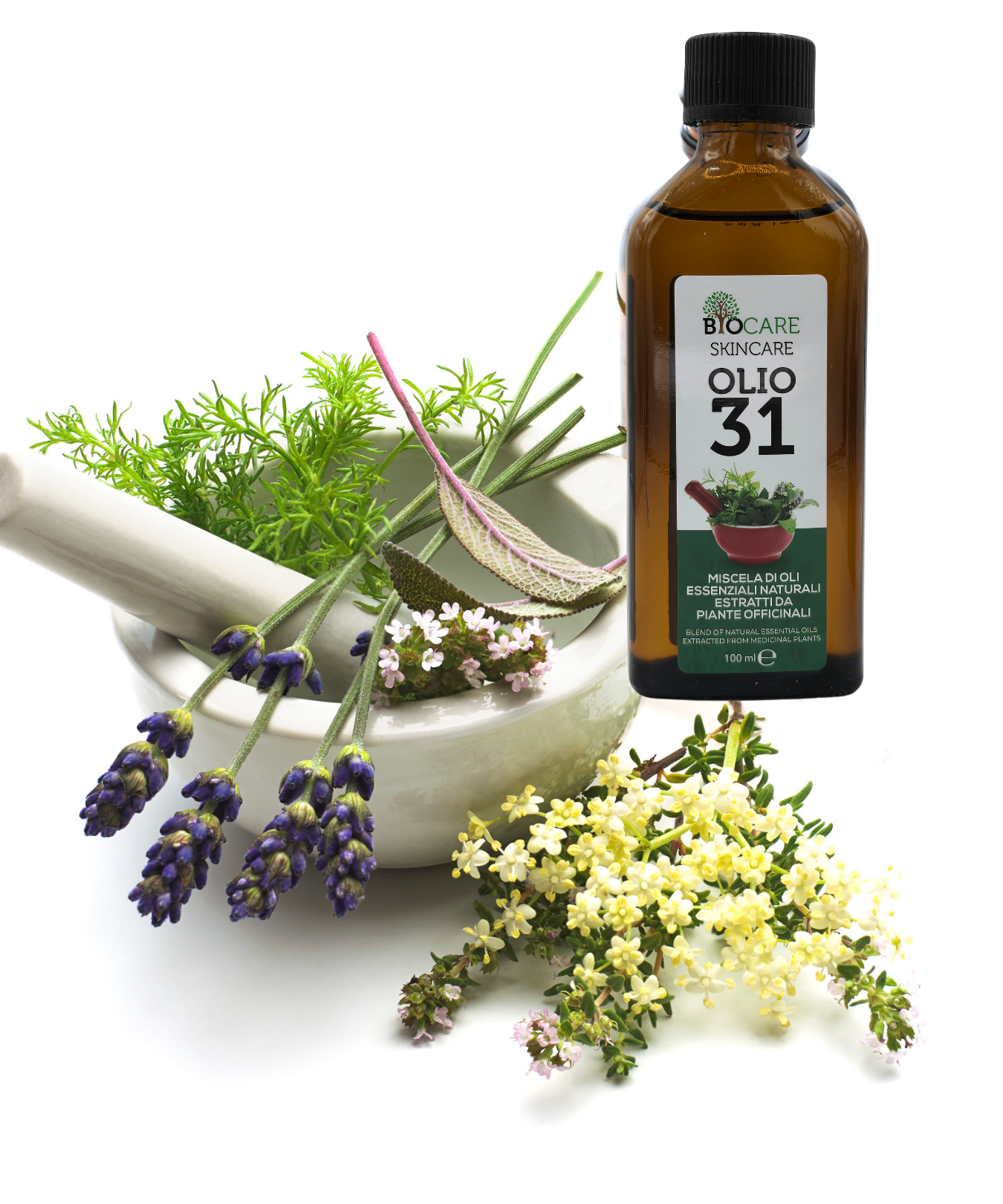 Biocare Skincare Olio 31 – 100ml | Miscela di Oli Essenziali Naturali per Massaggi, Aromaterapia e Benessere