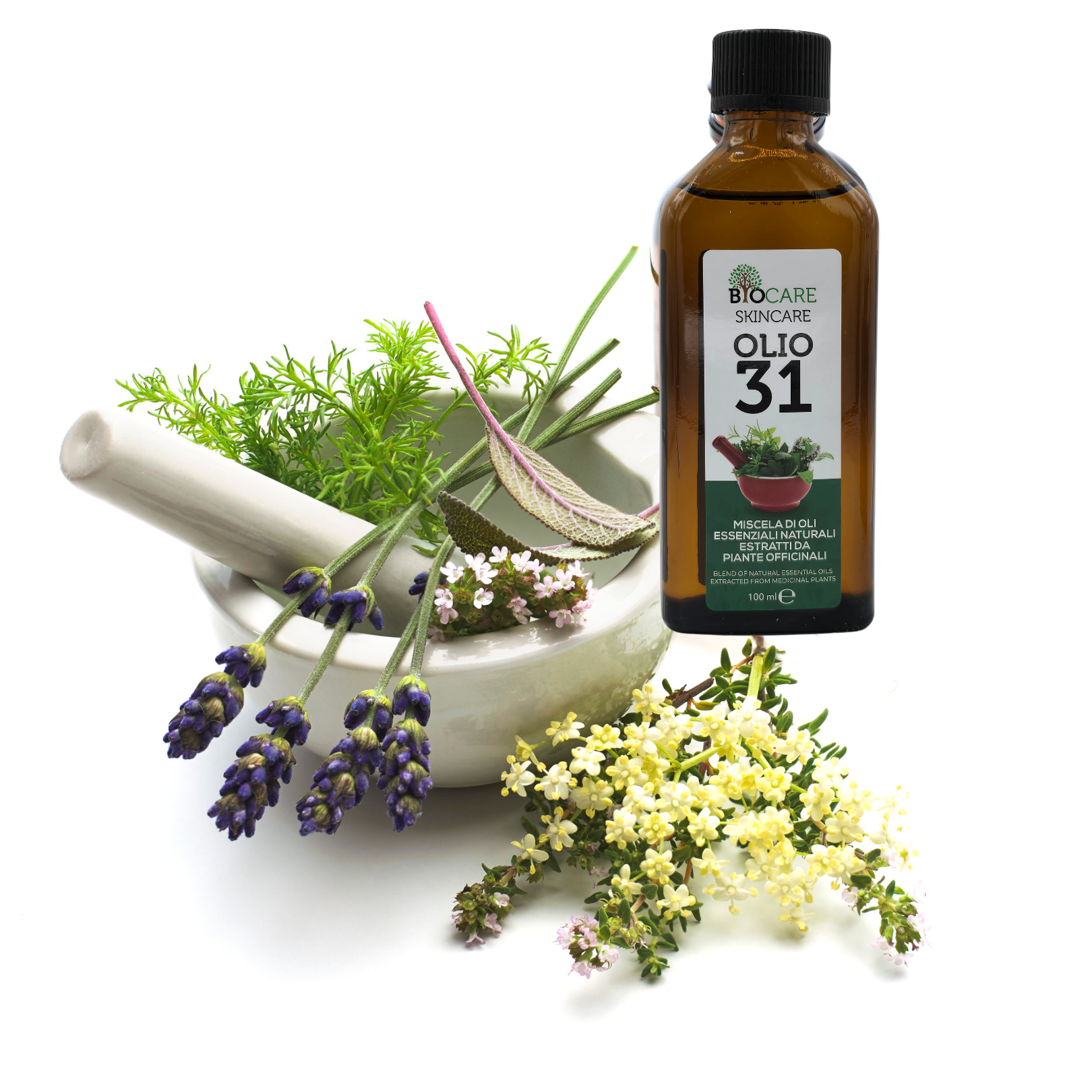 Biocare Skincare Olio 31 – 100ml | Miscela di Oli Essenziali Naturali per Massaggi, Aromaterapia e Benessere