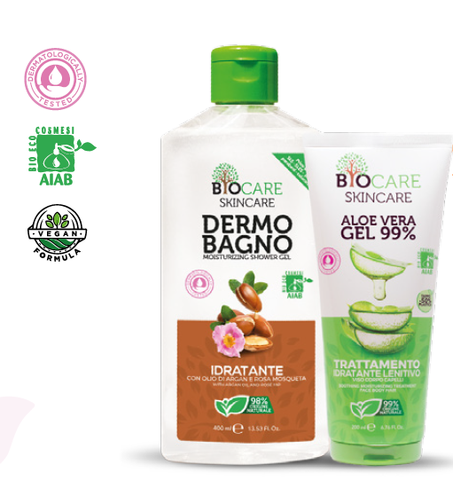 CONFEZIONE REGALO BIOCARE- DERMOBAGNO IDRATANTE 400 ML + ALOE VERA GEL 200 ML