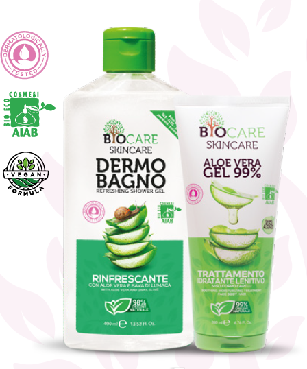 CONFEZIONE REGALO BIOCARE- DERMOBAGNO RINFRESCANTE 400 ML + ALOE VERA GEL 200 ML