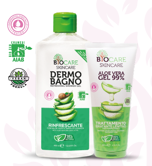 CONFEZIONE REGALO BIOCARE- DERMOBAGNO RINFRESCANTE 400 ML + ALOE VERA GEL 200 ML