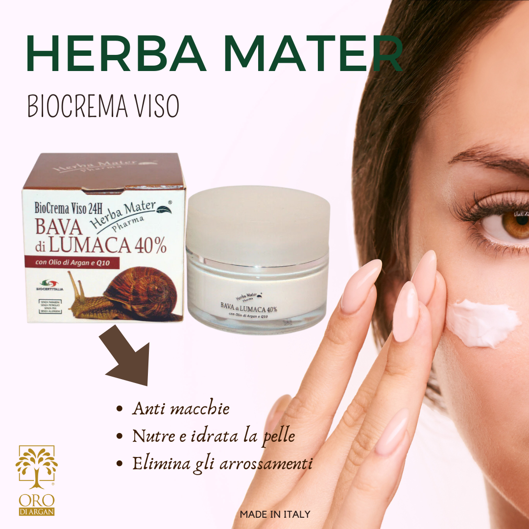Bava di lumaca 40% BioCrema viso h24 50 ml con olio di Argan e Q10