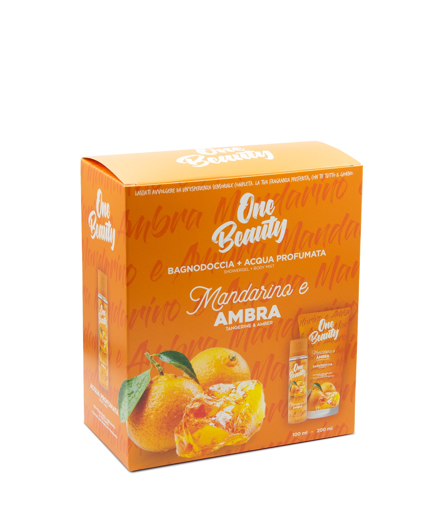 CONFEZIONE REGALO ONE BEAUTY- MANDARINO E AMBRA- ACQUA PROFUMATA 100 ML+ BAGNODOCCIA 200 ML