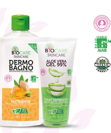 CONFEZIONE REGALO BIOCARE- DERMOBAGNO NUTRIENTE 400 ML + ALOE VERA GEL 200 ML