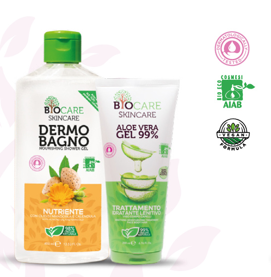 CONFEZIONE REGALO BIOCARE- DERMOBAGNO NUTRIENTE 400 ML + ALOE VERA GEL 200 ML