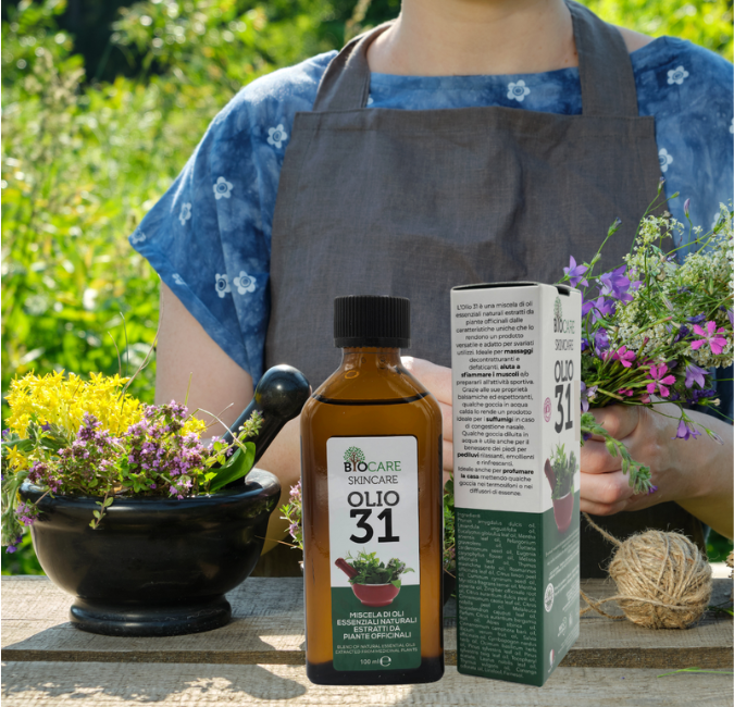 Biocare Skincare Olio 31 – 100ml | Miscela di Oli Essenziali Naturali per Massaggi, Aromaterapia e Benessere