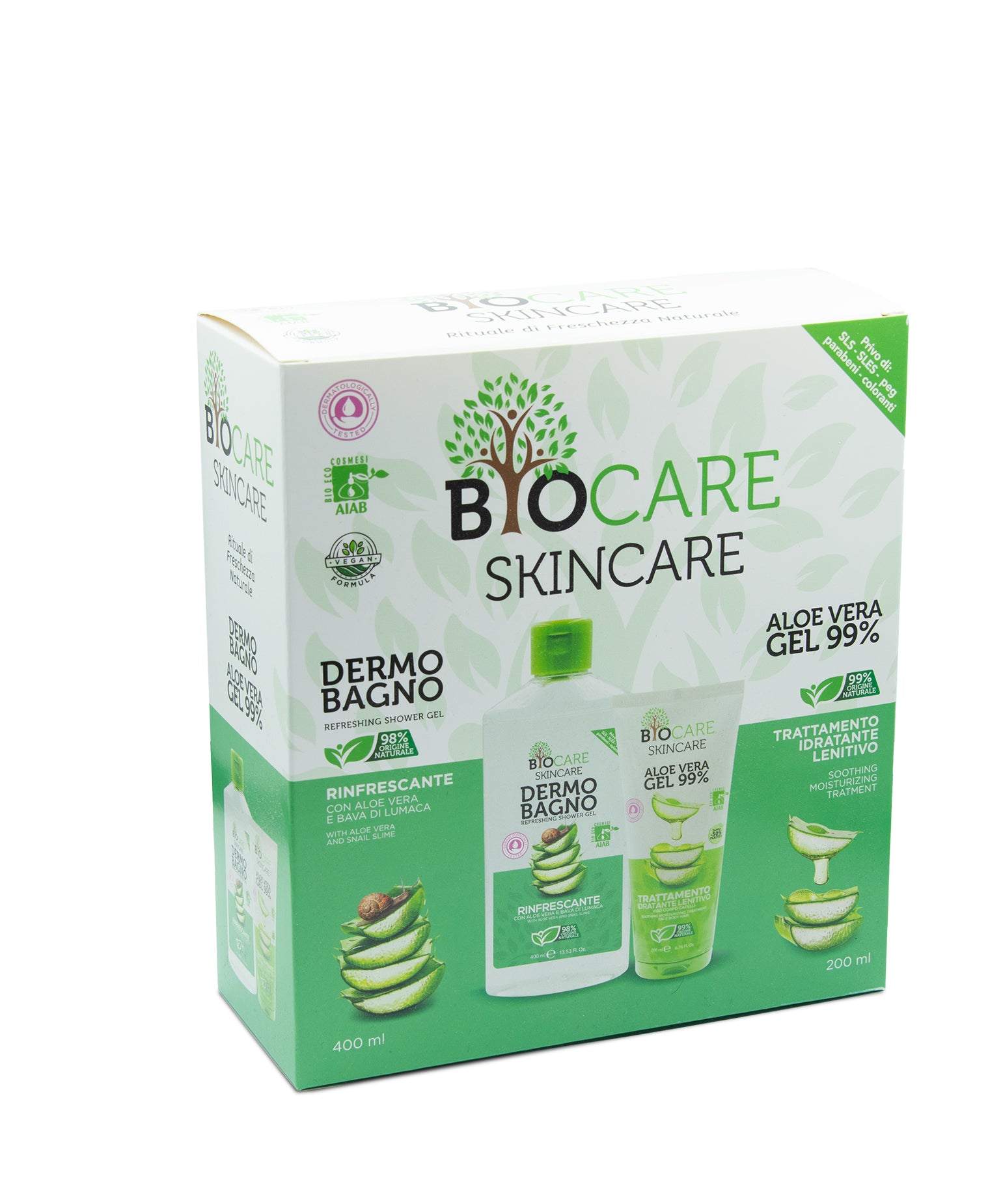 CONFEZIONE REGALO BIOCARE- DERMOBAGNO RINFRESCANTE 400 ML + ALOE VERA GEL 200 ML