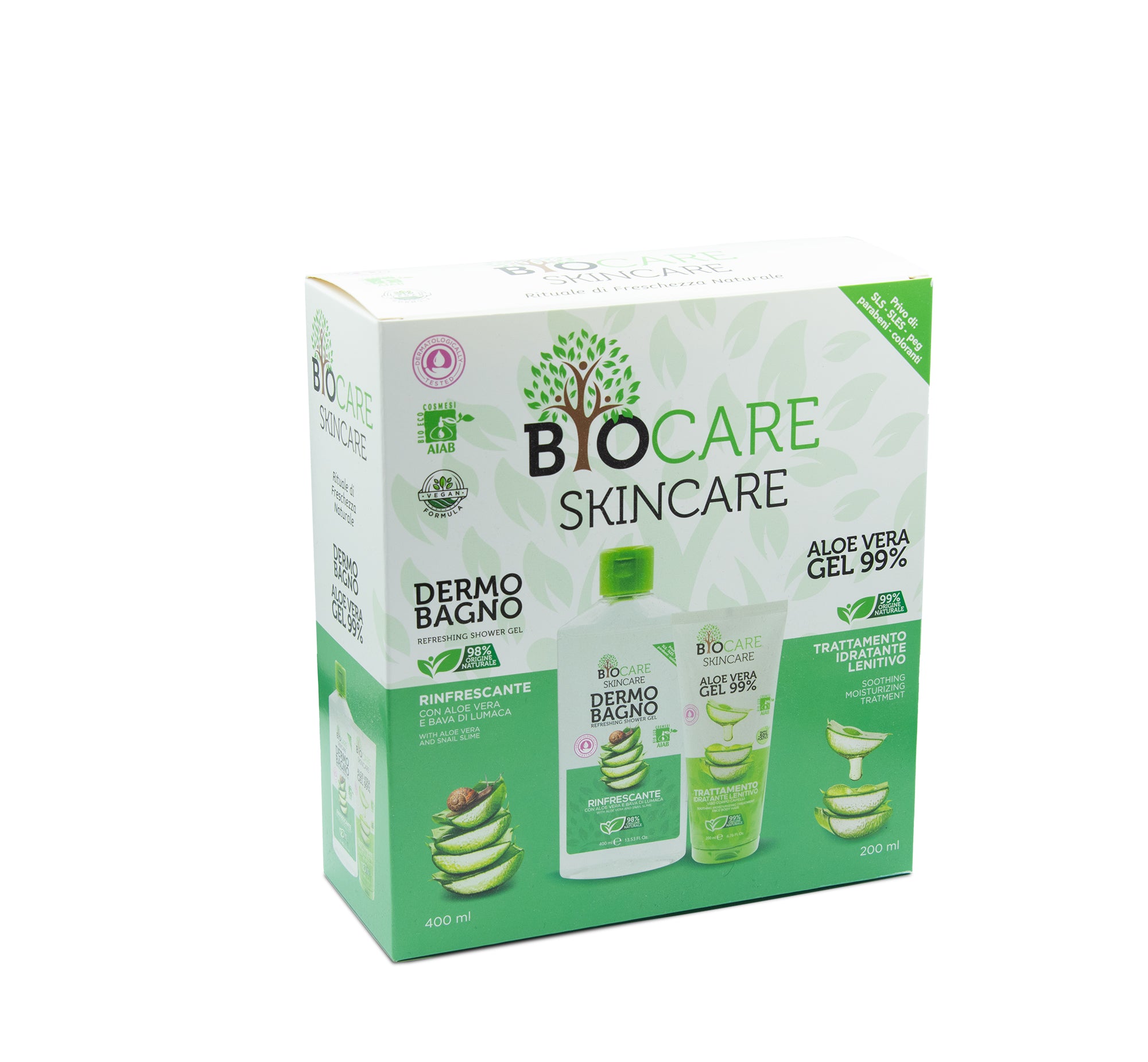 CONFEZIONE REGALO BIOCARE- DERMOBAGNO RINFRESCANTE 400 ML + ALOE VERA GEL 200 ML