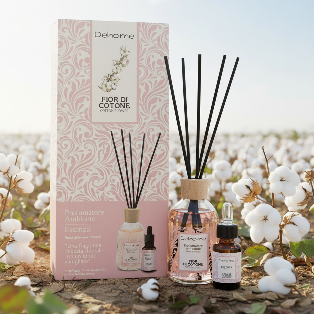 CONFEZIONE REGALO DEHOME- FIOR DI COTONE PROFUMATORE 100 ML + ESSENZA 15 ML