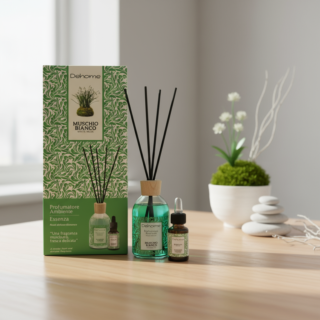 CONFEZIONE REGALO DEHOME - MUSCHIO BIANCO PROFUMATORE 100 ML + ESSENZA 15 ML